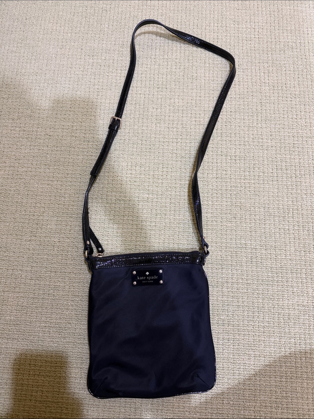 kate spade black crossbody with patent trim